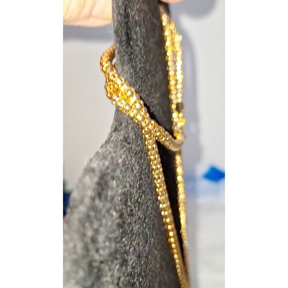 Gold Tone Rope Chain Lariat Necklace Extra Long Elegant Knotted Eveningwear - Picture 8 of 11